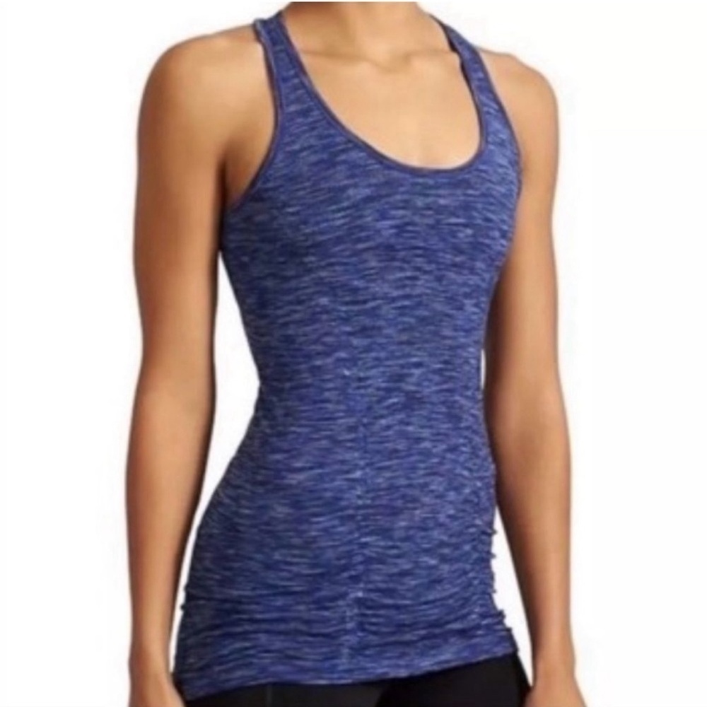 Athleta Women's Breathe Space Dye Tank Top Ruched Sleeveless Blue Size Small